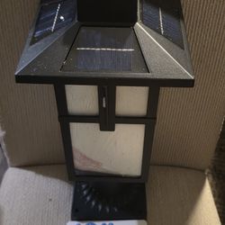 New In Box, Solar Lamp Post Light HWH Dusk To Dawn Outdoor Light With Pier Mount Base 