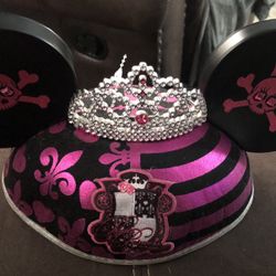 DISNEY PARKS Youth Minnie Mouse Ears Hat Pirate Princess Pink Black