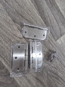 3.5 Inch Ball Bearing Door Hinges 3 Pack, Stainless Steel Rounded Door Hinges, 5/8 Radius Silver Stainless Steel Interior Door Hinge, Replacement Door