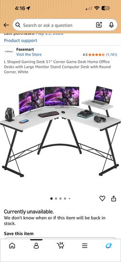 Computer desk and gaming / office chair.