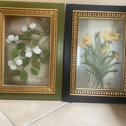 Hand Painted Framed Flower Paintings 