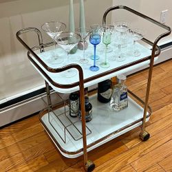 Rolling Gold Rose Bar Cart