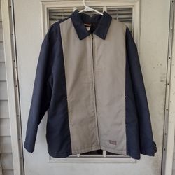 Vintage Dickies Workwear Jacket Quilted Zip Up Size XL Coat Heavy Duty Gray Blue