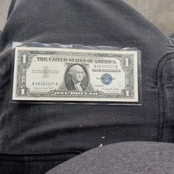 1957 A Series Silver Certificate Blue Note One Dollar. 