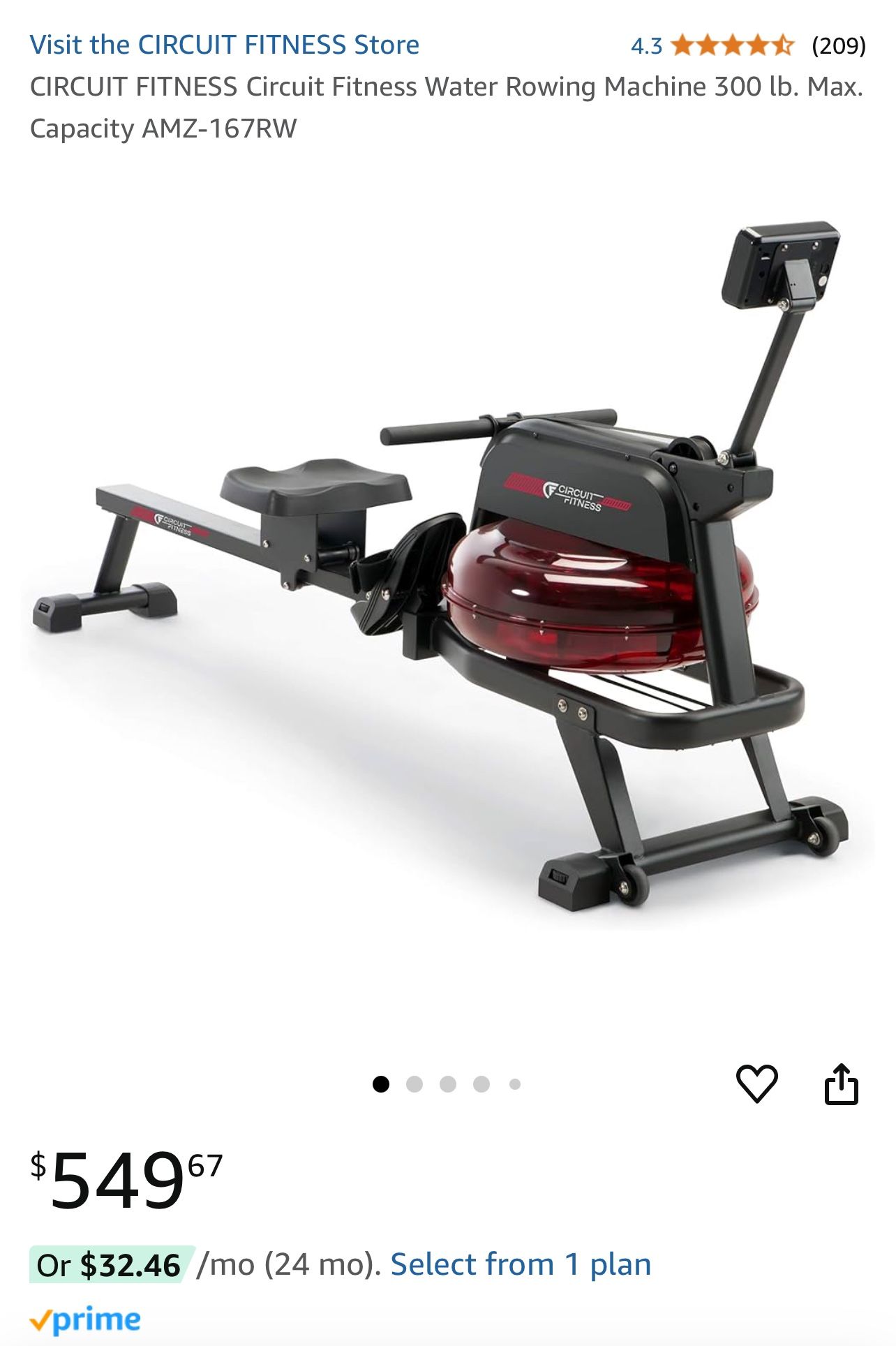 CIRCUIT FITNESS WATER ROWING MACHINE(USED)