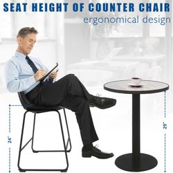 Pu Faux Leather Bar Stools, Industrial Pub Barstools with Back and Footrest, Modern Armless Bar Height Stool Chairs