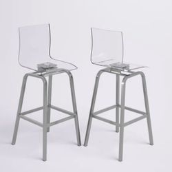 Set Of 2 Counter Height Lucite Swivel Seats