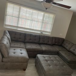 Sectional Sofa Set With Ottoman