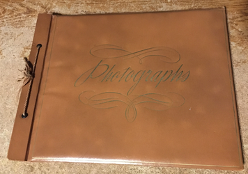 VINTAGE PHOTO ALBUM 14" X 11" TAN STRING CLOSING