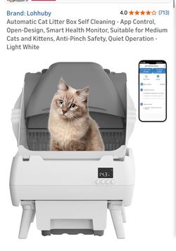 Automatic Cat Litter Box Self Cleaning - App Control, Open-Design, Smart Health Monitor, Suitable for Medium Cats and Kittens, Anti-Pinch Safety, Quie