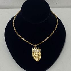 Stunning 24” 14k Gold Chain & Lion Charm 28.31g