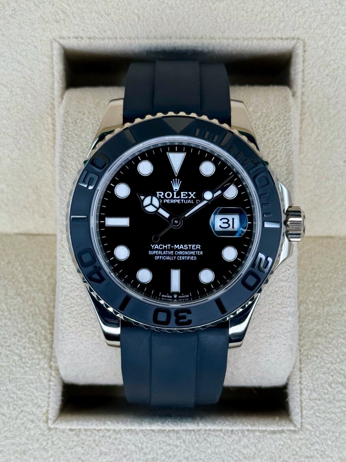 Rolex Yacht-Master 42mm 226659 18K White Gold Oysterflex Box and Papers