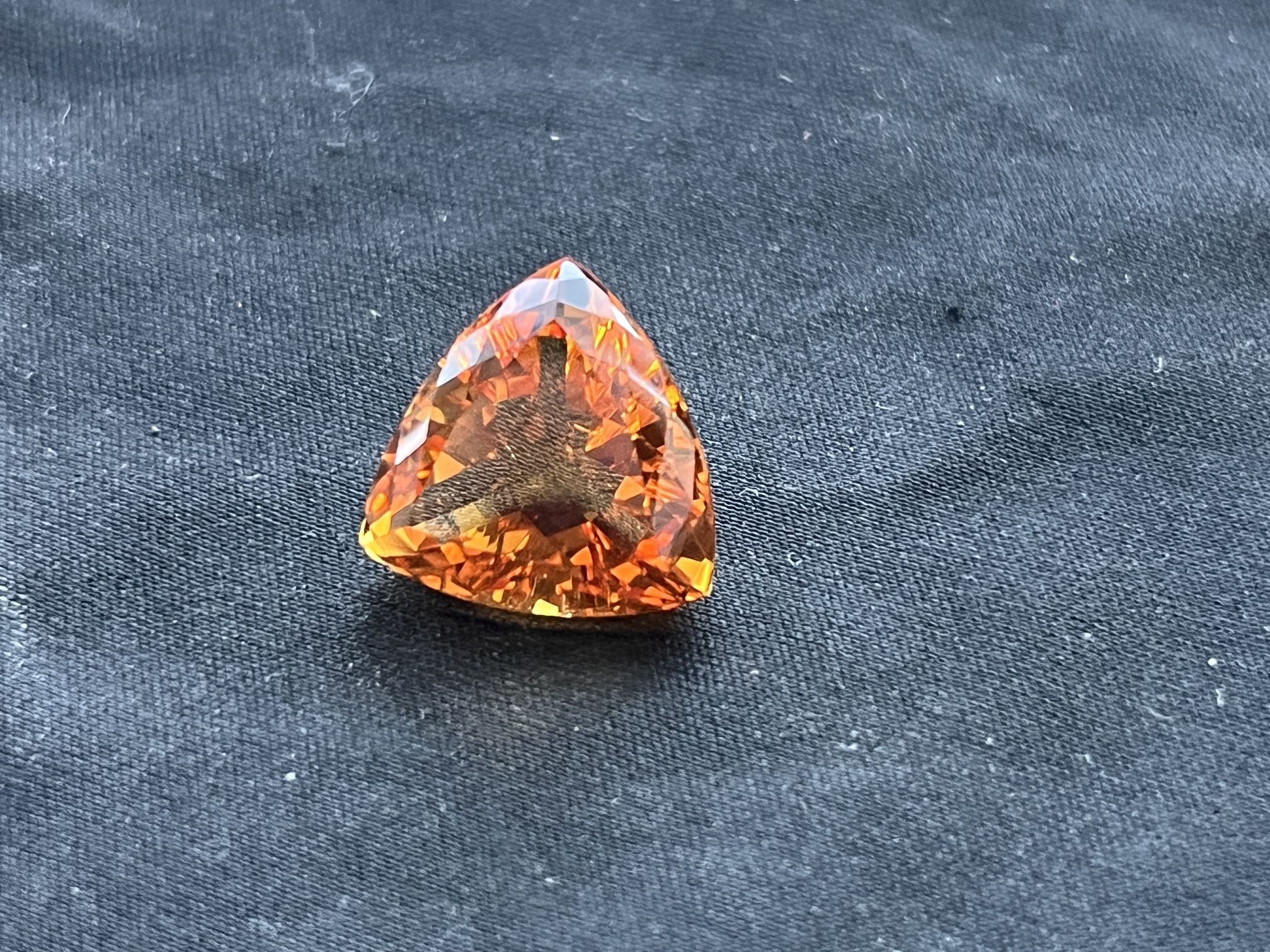 11.64 Carat Trillion Cut Citrine Quartz.