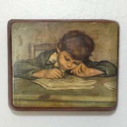 Vintage The Artists Son Jean Drawing By Pierre Auguste Renoir Wood Plaque Fine Art Wall Decor