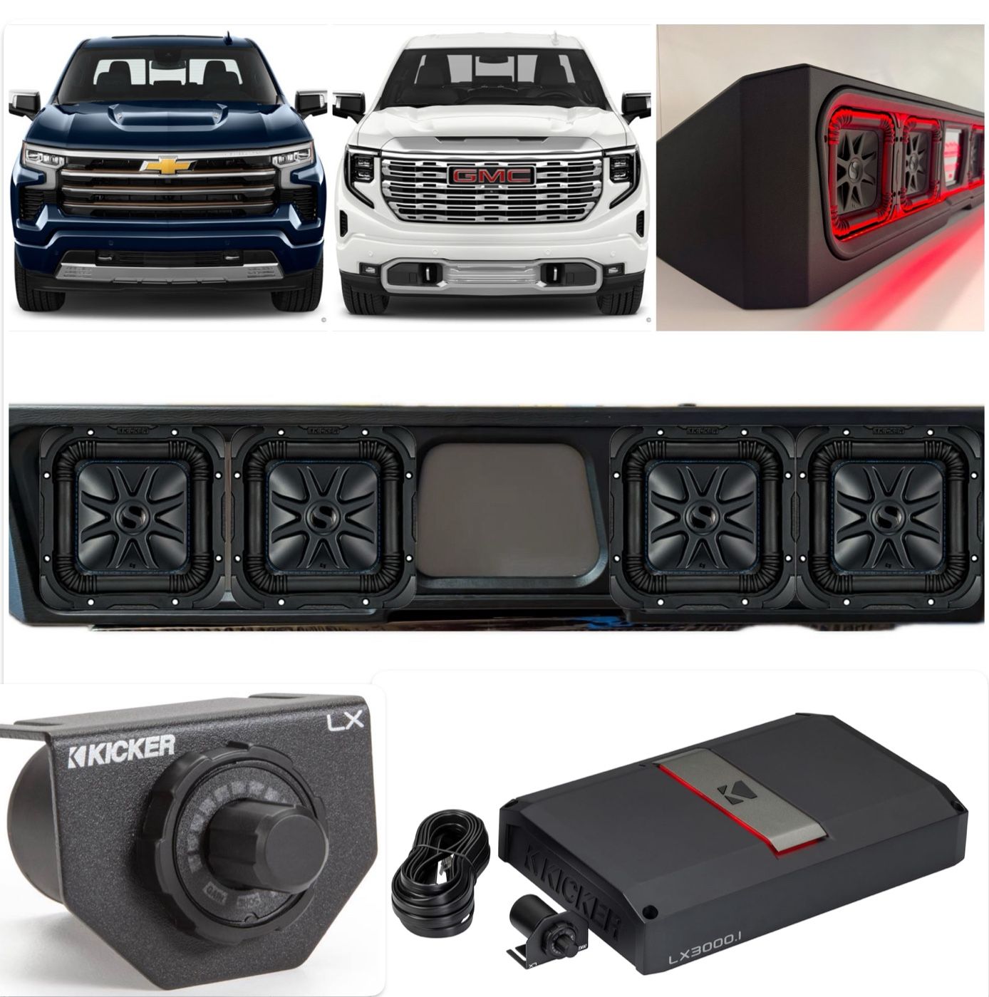 CHEVY SILVERADO GMC SIERRA 2019-up FULL BASS PACKAGE KICKER AUDIO INSTALLED