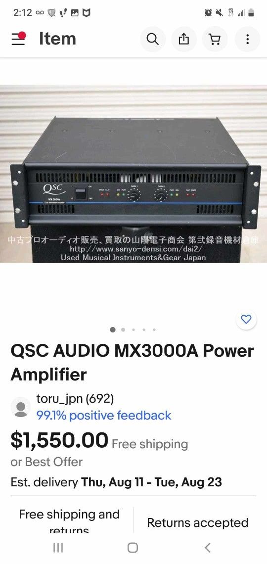 Brandnew Qsc Mx3000a Professional Powered Amp