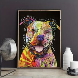 1pc American Pit Bull Wall Art Mural Canvas Printed Poster for Home Decor Living Room Bedroom (Unframed)