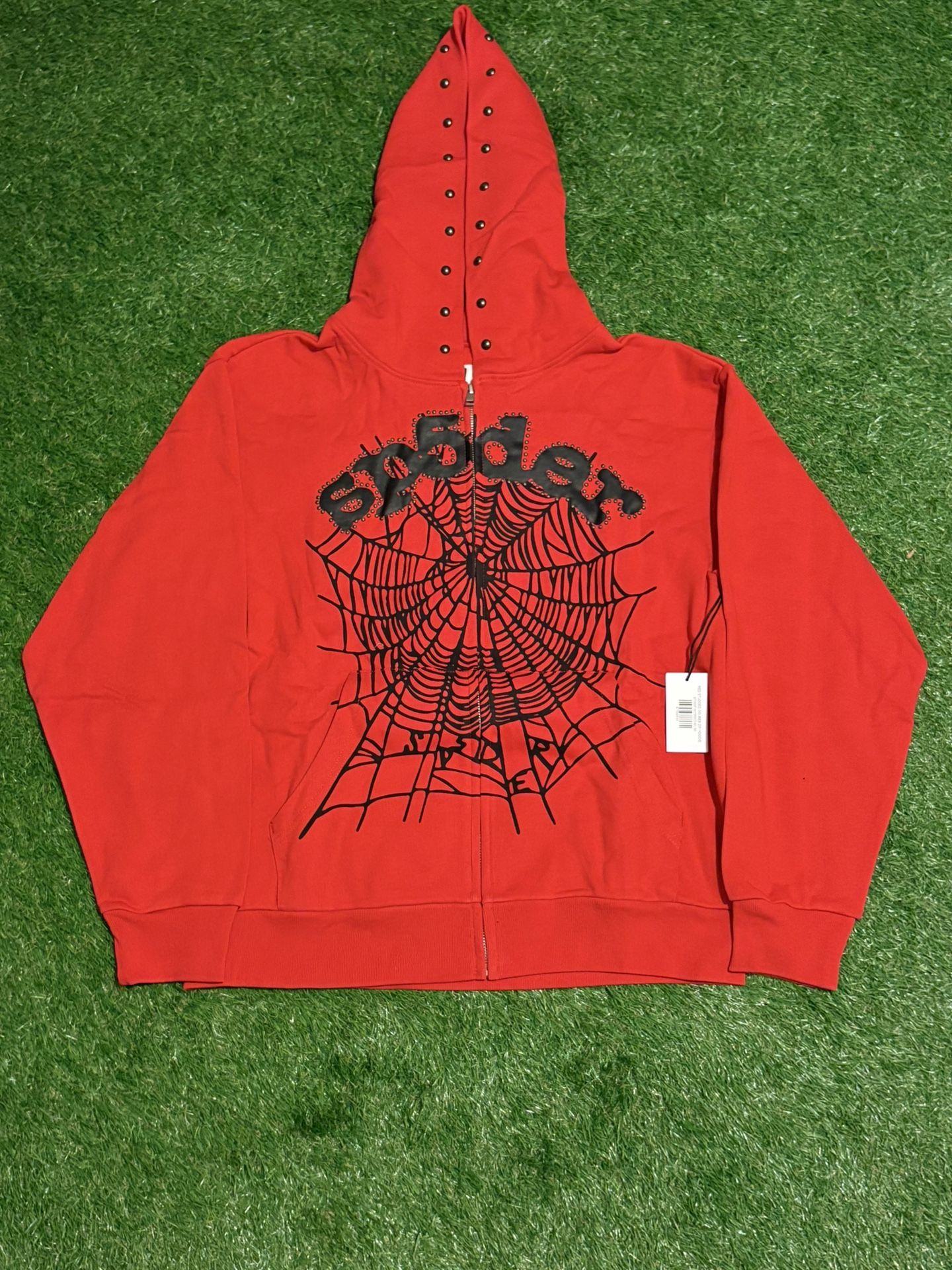 Red Sp5der Zip Up Hoodie W Brackets