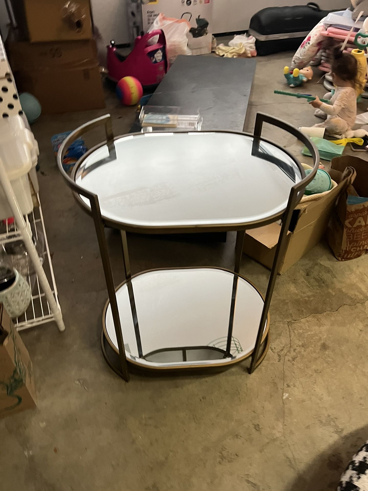 Glass table with Bronze Frame