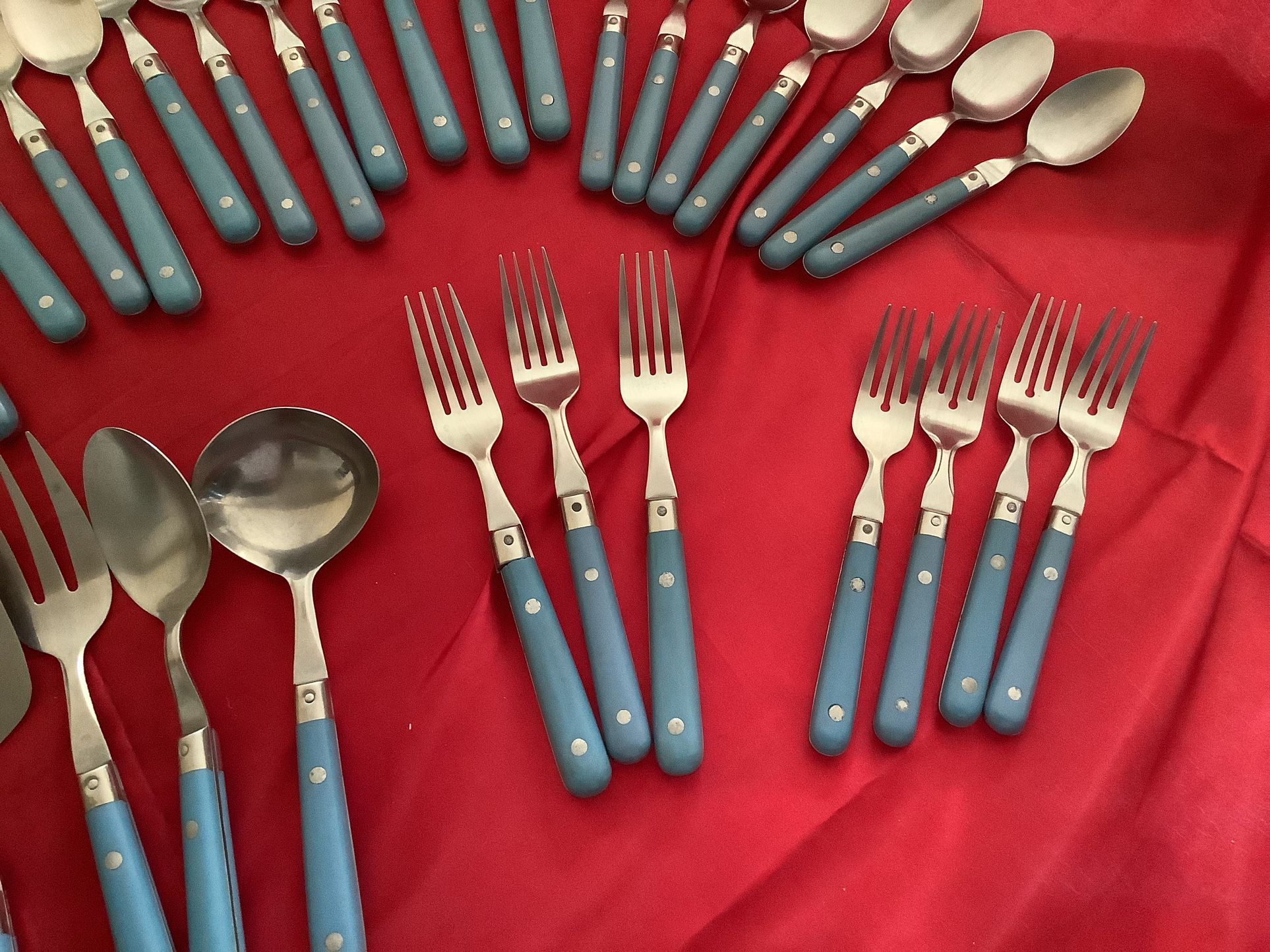 Vintage Blue Life Time stainless Thailand Silverware 35 Piece
