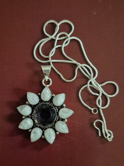 Amethyst and opal star pendant with chain