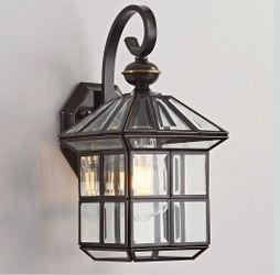 Milaii 13.4" Bronze Outdoor Wall Lantern with Clear Glass – E26 Porch Light