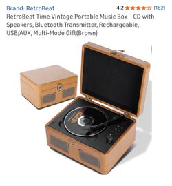 Retrobeat New Time Vintage Portable Cd Player W Speaker/Bluetooth