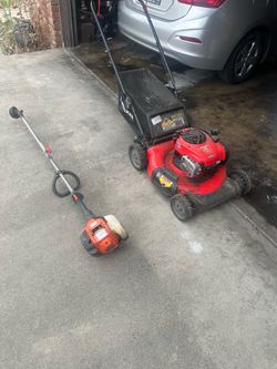 Gas lawnnn mower and gas weed wackerrr