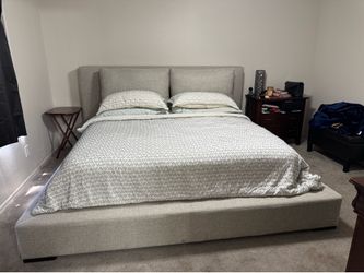 King Size Ashley Furniture Platform Bed Beige With Pillows