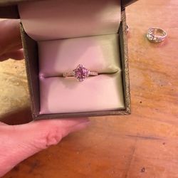 Pink sapphire and diamond ring
