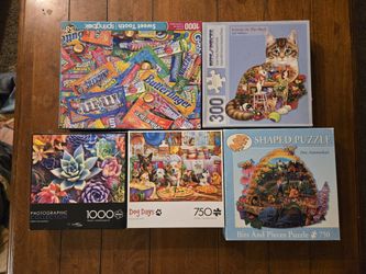 Various Puzzles - 300 To 1,000 Pieces - 5 Total Puzzles
