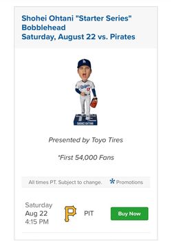 Shohei Ohtani Dodgers Starter Series Bobblehead