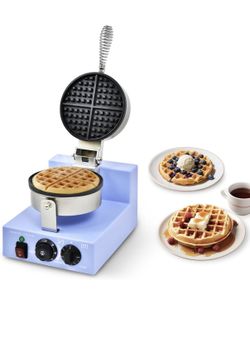 Commercial Waffle Maker, 1200W Round Waffle Iron Machine with Timer & Temp Control, Nonstick Plates, Heat-Resistant Shockproof Non-Conductive Plastic 