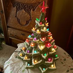 Vintage Christmas — Ceramic Lighted Christmas Tree —Mid Century — 15"