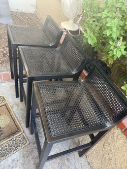Black Cane Seat Bar Stools Set of 3 are 32’’