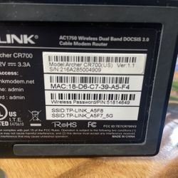 To Link Archer CR 700 Us Wireless Dual Band Cable Modem 