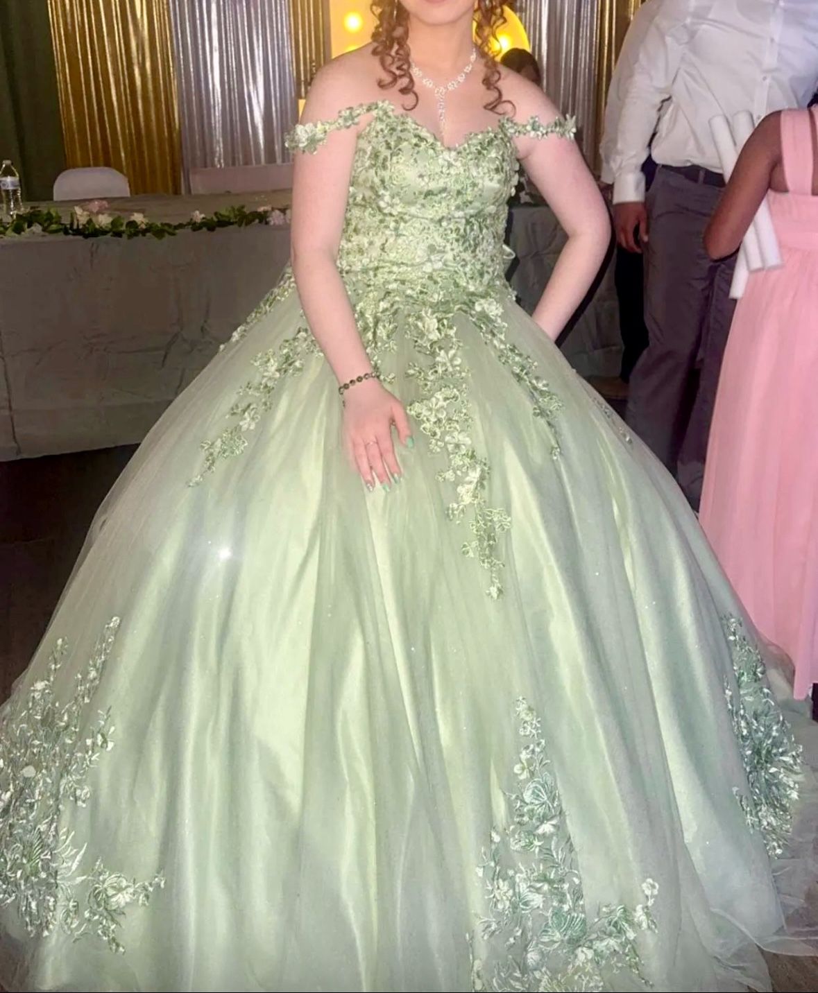 Sage green quincenera dress From Princess Paradise