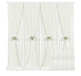 10 Panels Ivory Backdrop Curtain for Wedding Parties Wrinkle Free Ivory Photo Curtains Backdrop Drapes Fabric Decoration for Baby Shower Photography 5