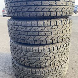 (4) Yokohama 17” Load E AT tires (G015) 90%+ tread  