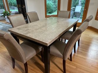 Marble dining table with 6 chairs