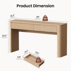 Entryway Table Natural Oak