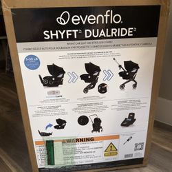 Evenflo Shyft DualRide Infant Car Seat and Stroller Combo w/Carryall Storage (Durham Green)