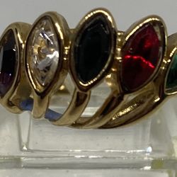 14 Kt HGE Lind Marquise Multicolor Stones Size 7