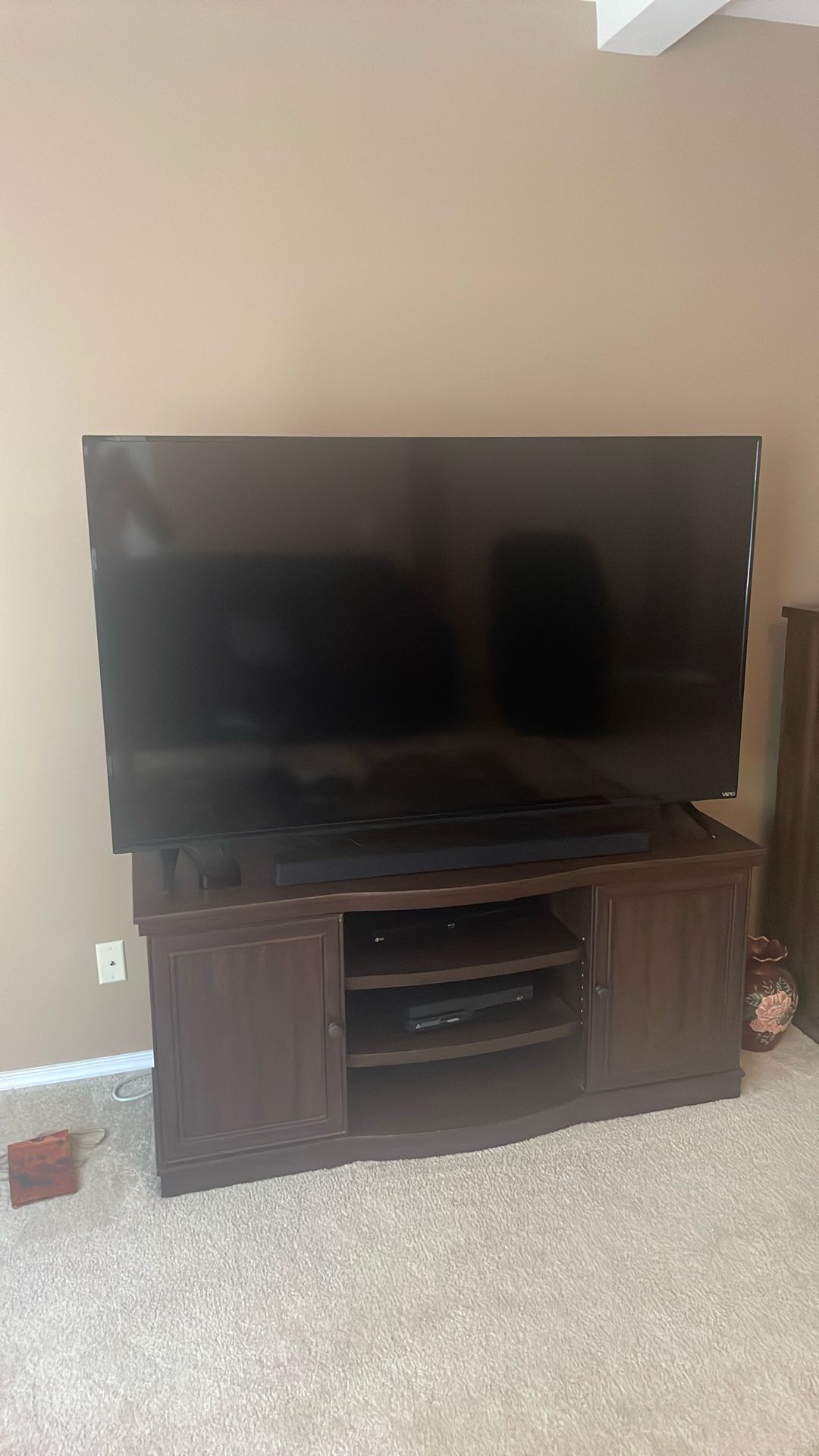 Vizio 70” TV with Luxury Wood Stand – Excellent Bundle Deal! 