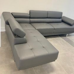 Grey Sectional Sofa 🛋 Leather NEW 
