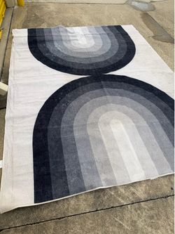 8'x10' Ruggable Washable Area Rug with PAD - Modern Grey Arch Design