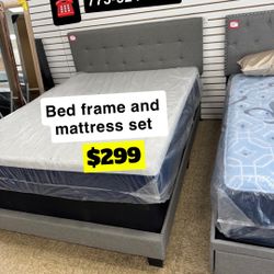 Queen Size Bundle Deal Headboard Frame With Mattress Set $299 Only 