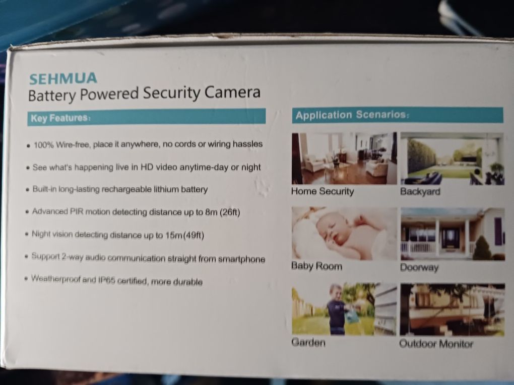 Sehmua Battery Powered Security Camera 