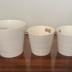 Lot Of 3 White IKEA Muskot Plant Pots