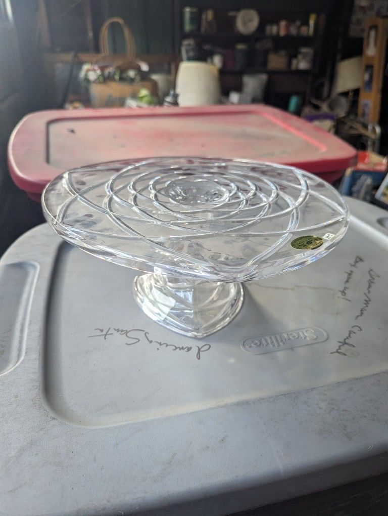 Glass Crystal Cake Plate